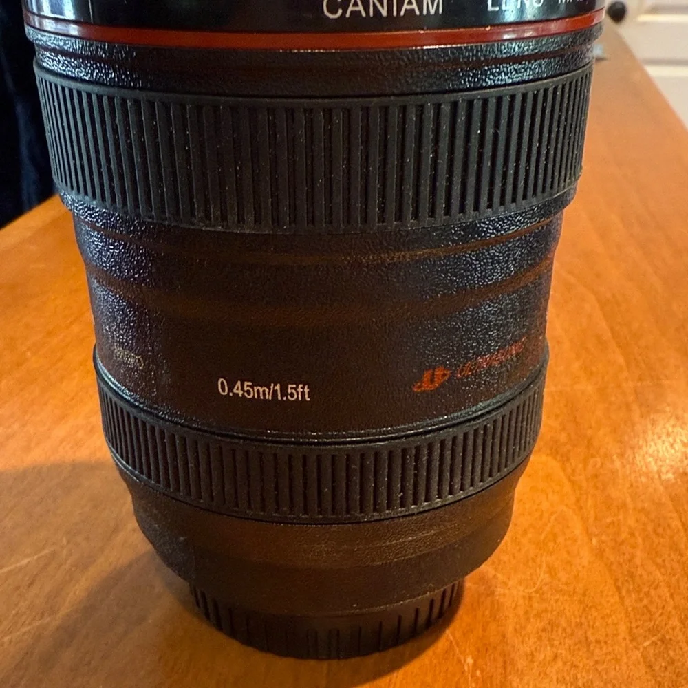 Camera Lens Mug with Lid - Black